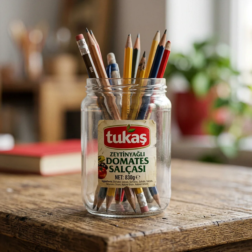 Tukaş Cam Kavanoz Kalemlik